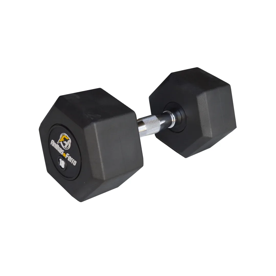 Dumbbell Injetado Sextavado Monobloco Pegada Inox